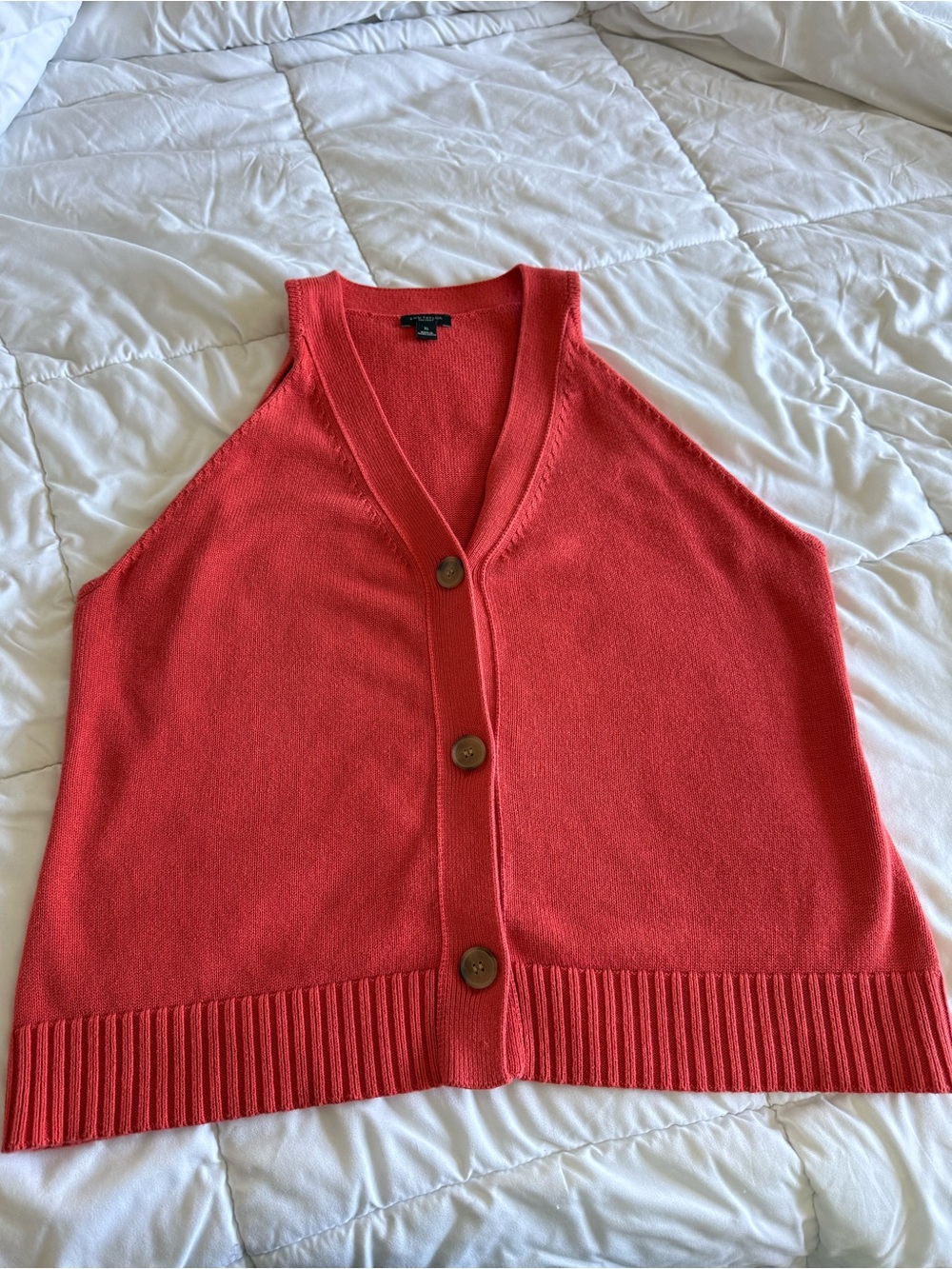 Ann Taylor Factory 100% cotton Coral Button-Front Knit Vest